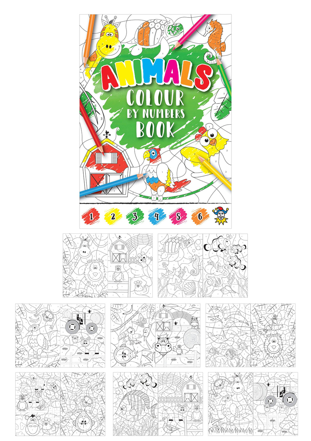 12 Mini Animals Colour By Numbers Books - Anilas UK