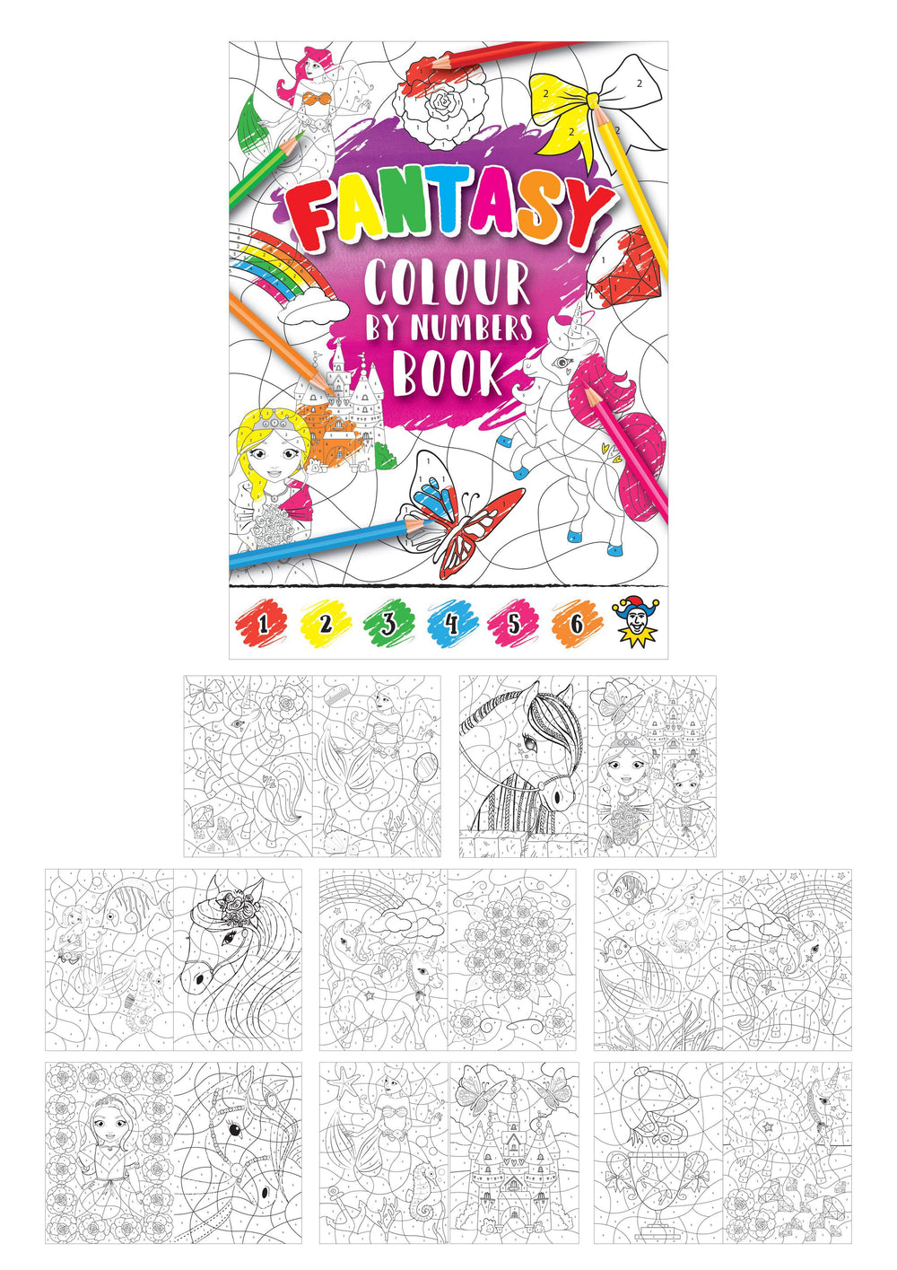 12 Mini Girls Fantasy Colour By Numbers Books - Anilas UK