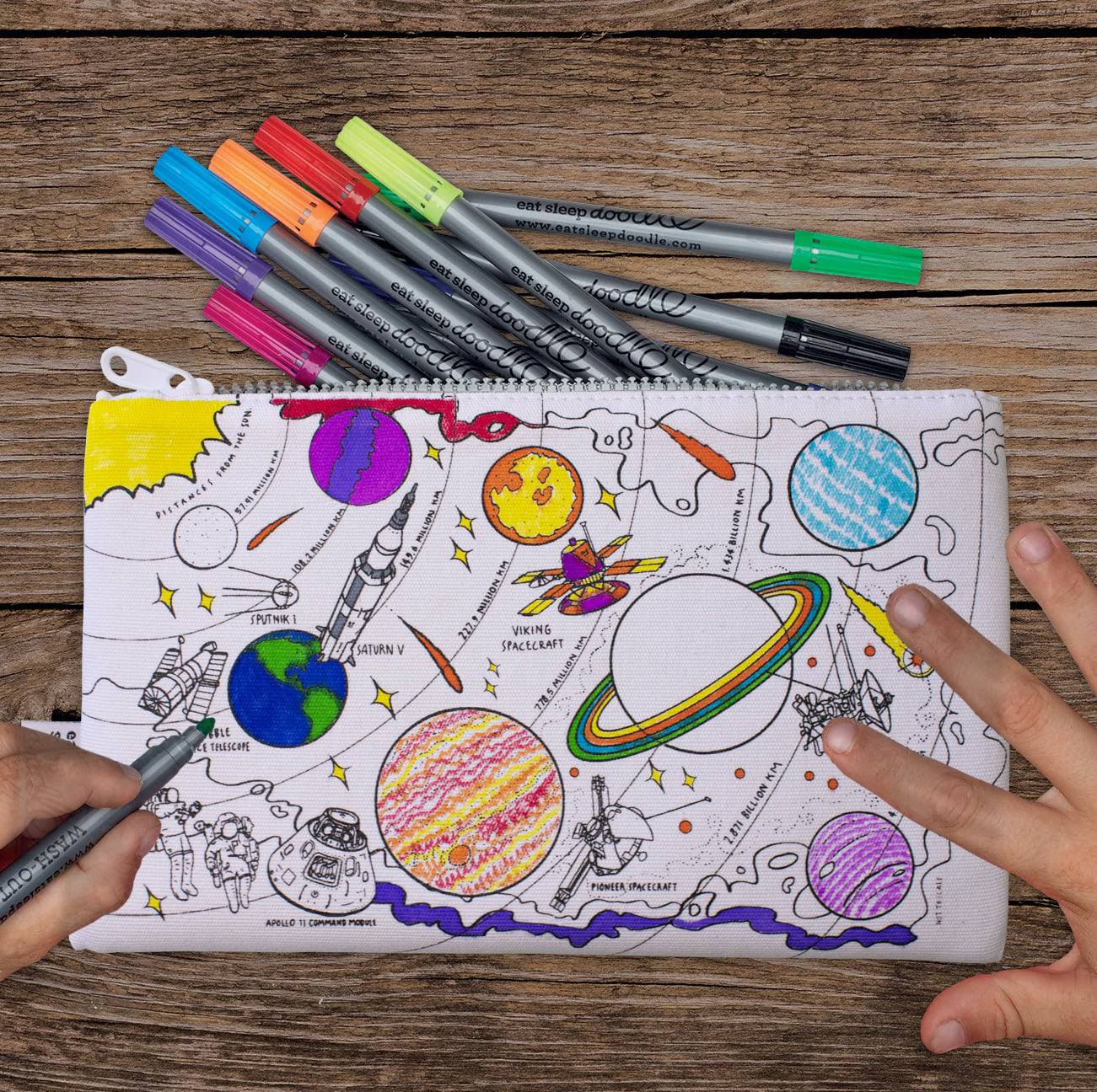 Eat Sleep Doodle's Space Explorer Colour In Pencil Case - Anilas UK