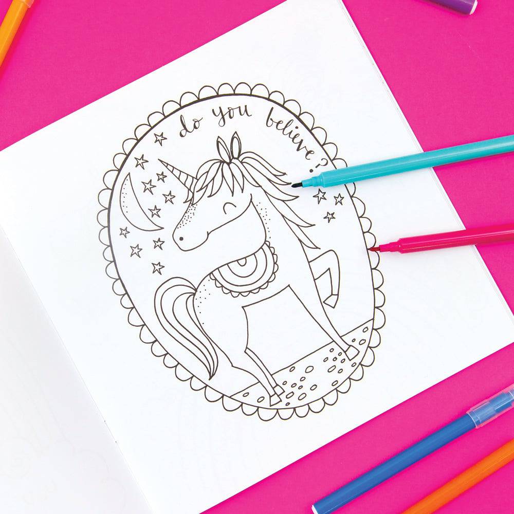 Unicorns & Rainbow Colouring Book by Rachel Ellen Designs - Anilas UK