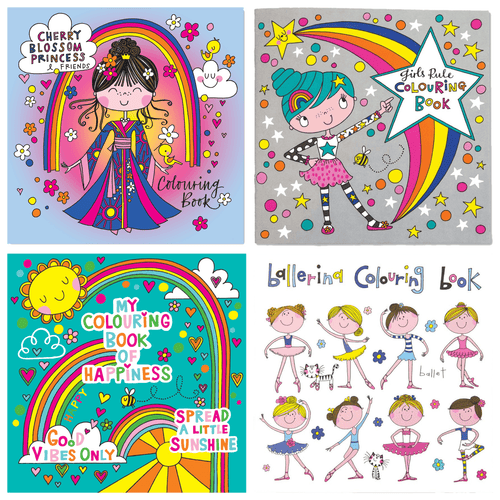Rachel Ellen Ballerina, Girls Rule, Cherry Blossom Princess & Book of Happiness Colouring Books - Anilas UK