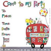 Birthday Bus Party Invitations by Rachel Ellen Designs (Pack of 8) - Anilas UK