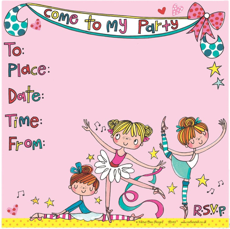 Ballerinas Party Invitations by Rachel Ellen Designs (Pack of 8) - Anilas UK