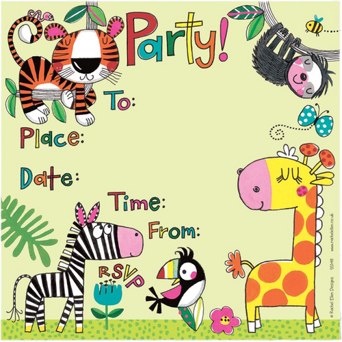 Jungle Party Invitations by Rachel Ellen Designs (Pack of 8) - Anilas UK