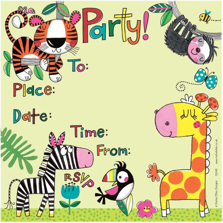 Jungle Party Invitations by Rachel Ellen Designs (Pack of 8) - Anilas UK