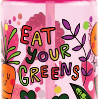 Eat Your Greens Themed Drinks Bottle with Straw by Rachel Ellen Designs - Anilas UK
