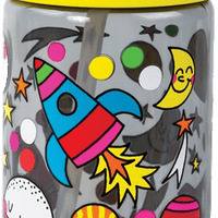 Space Themed Drinks Bottle with Straw by Rachel Ellen Designs - Anilas UK