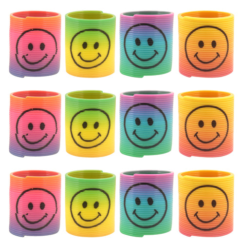 Mini Rainbow Springs with Smiling Faces (3.5cm) (Pack of 12) - Anilas UK