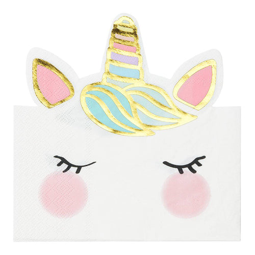 Pack of 12 We Heart Unicorns Face Paper Napkins - Anilas UK