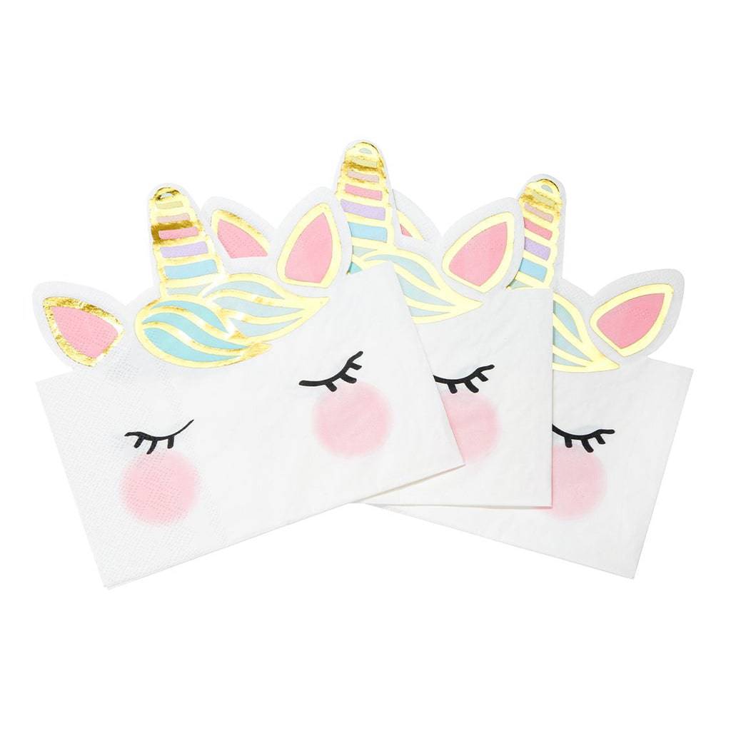 Pack of 12 We Heart Unicorns Face Paper Napkins - Anilas UK