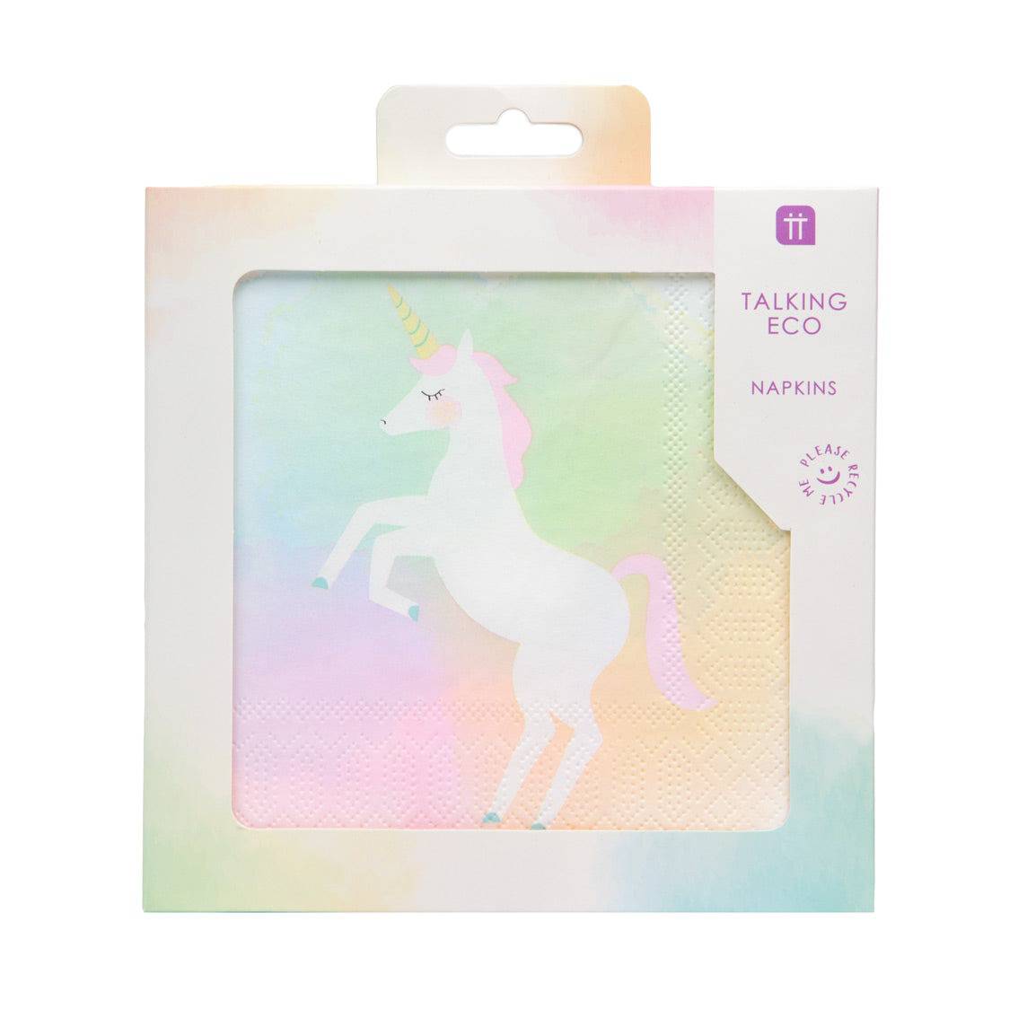 Pack of 20 Unicorn Pastel Recyclable Paper Napkins - Anilas UK