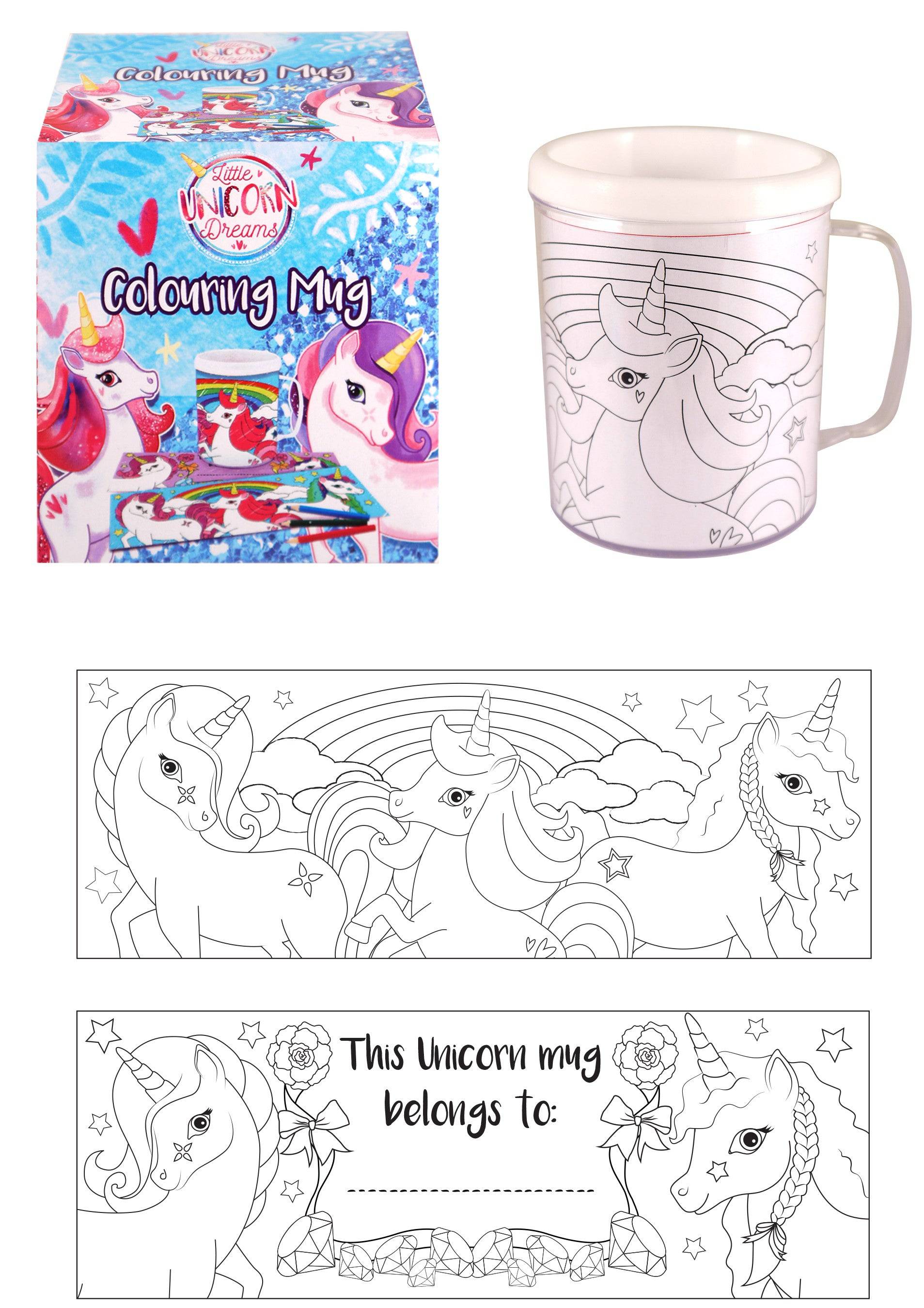 Unicorn Colouring Mug with 2 Assorted Designs - Anilas UK