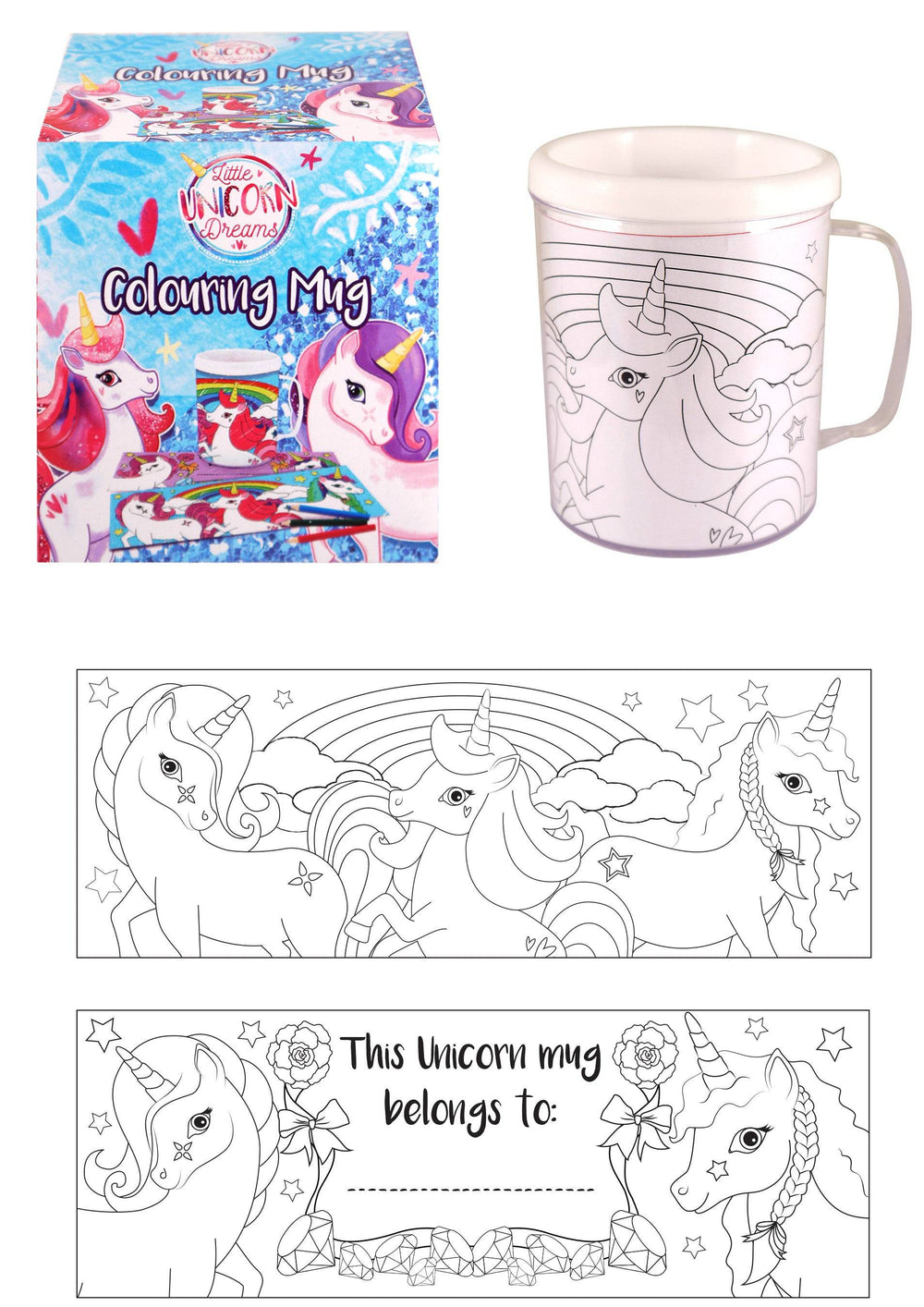 Unicorn Colouring Mug with 2 Assorted Designs - Anilas UK