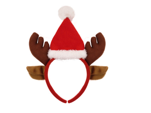 Reindeer Antler Headband with Ears and Santa Hat - Anilas UK