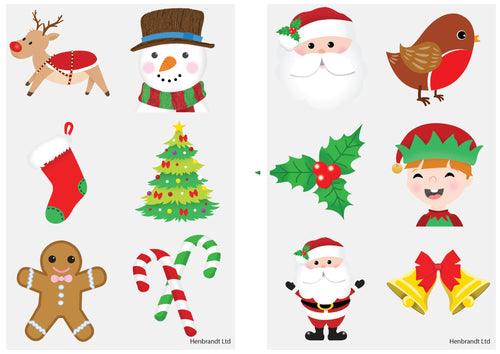 Christmas Theme Tattoo Sheets (Pack of 12) - Anilas UK