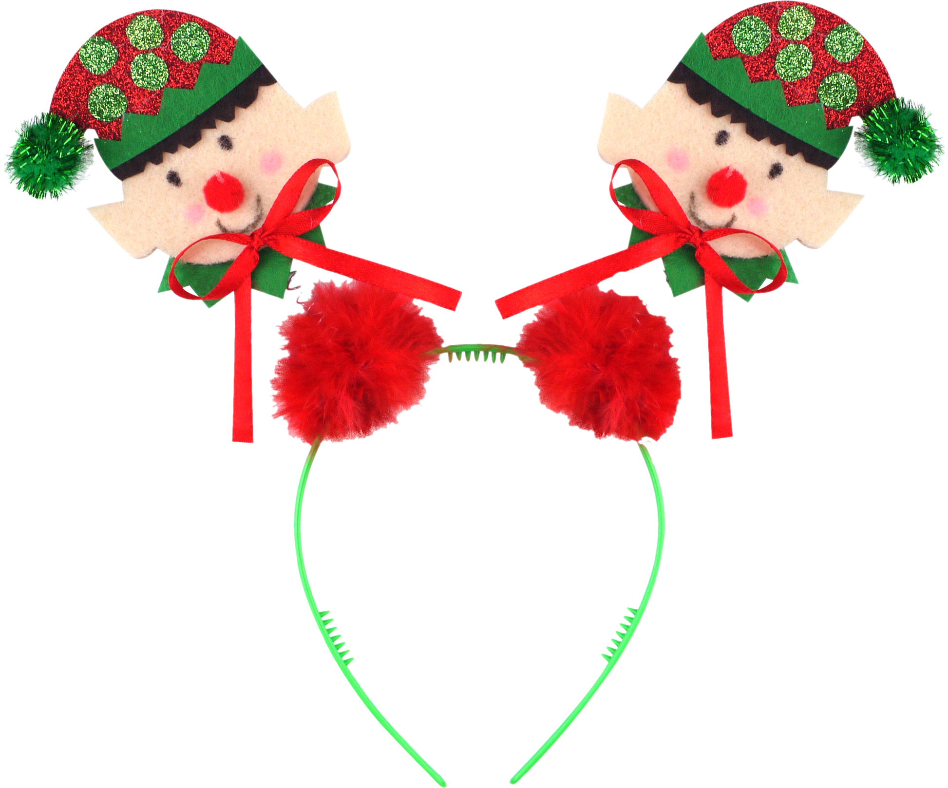 Christmas Elf Head Bopper Headband with Red Fur - Anilas UK