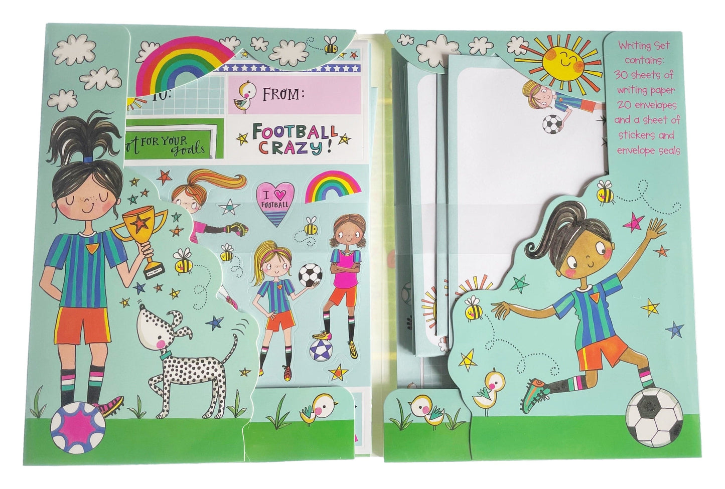 Football Girl Stars Writing Set Wallet by Rachel Ellen Designs - Anilas UK