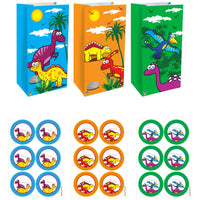 18 Dinosaur Party Bags with Stickers - Anilas UK