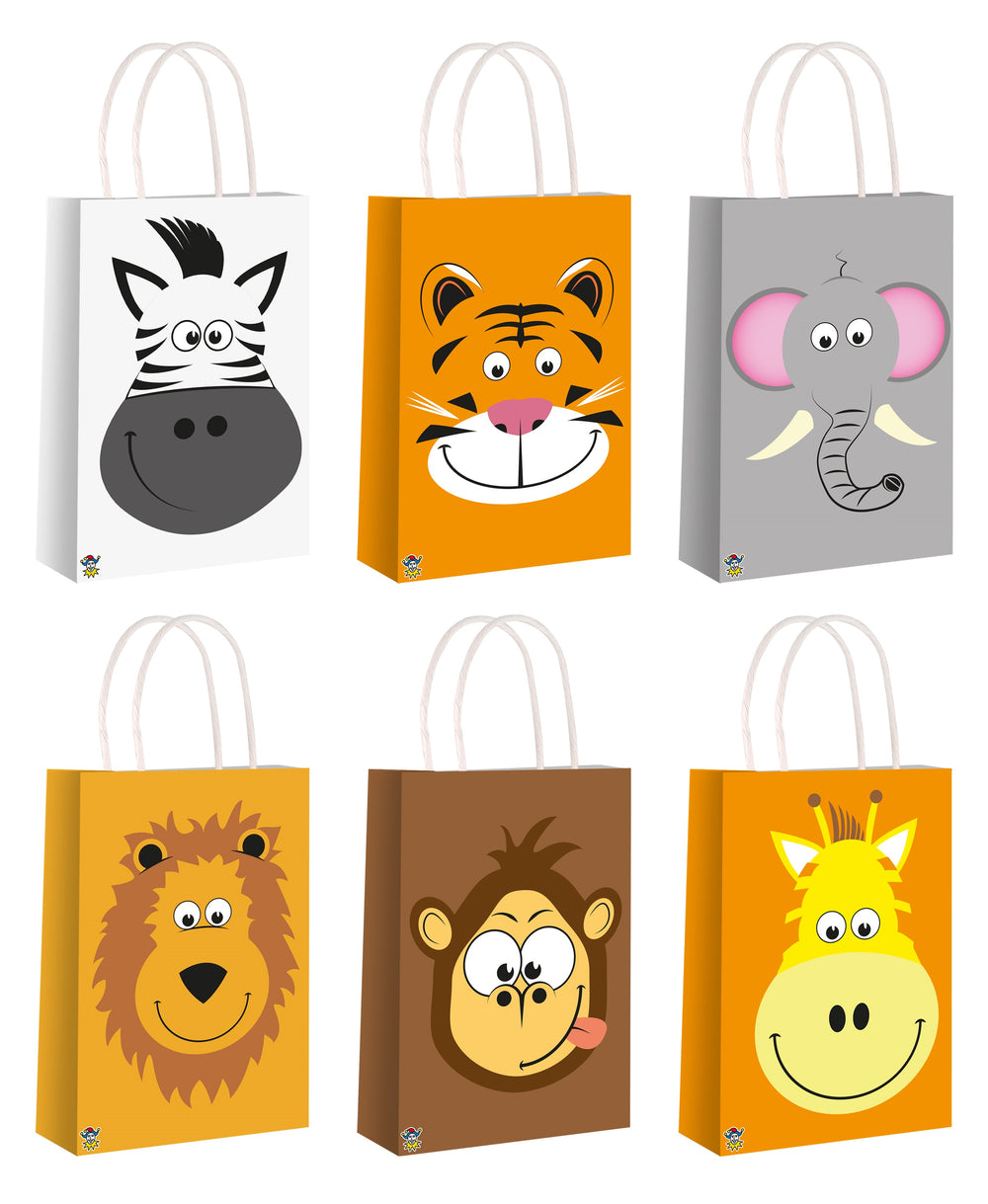 12 Jungle Animals Paper Party Bags - Anilas UK
