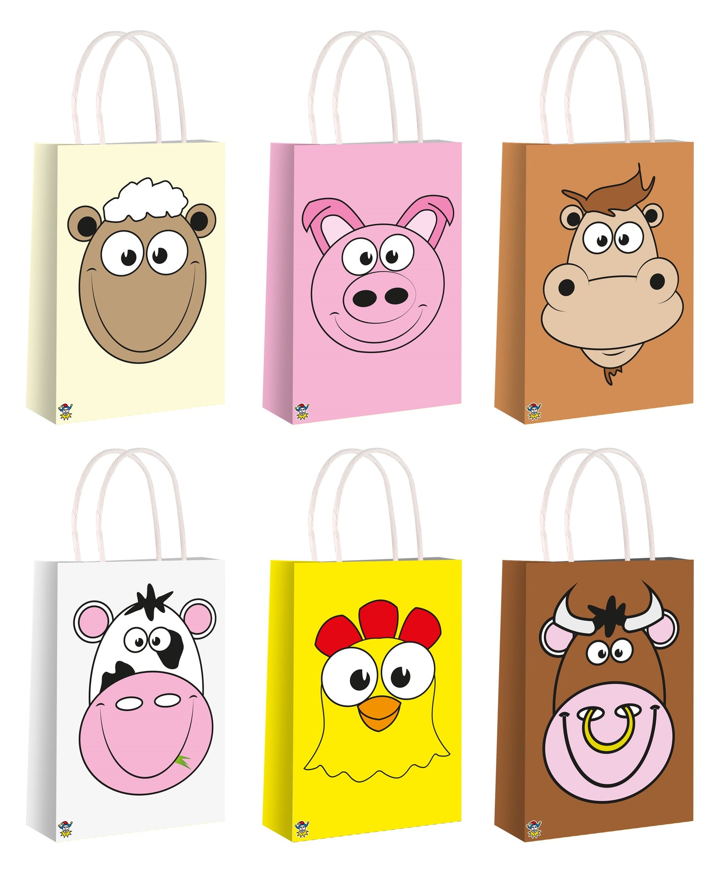 12 Farm Animals Paper Party Bags - Anilas UK