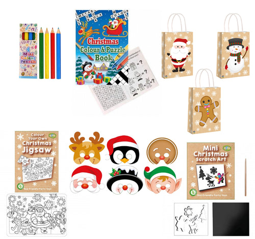 Christmas themed 12 Party Bags with Fillers - Anilas UK