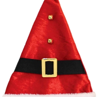 Fluffy Plush Santa Hat with Belt Buckle and bells for Adults - Anilas UK