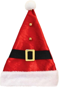 Fluffy Plush Santa Hat with Belt Buckle and bells for Adults - Anilas UK