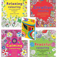 Set of 4 Anti-Stress Colouring Books front view