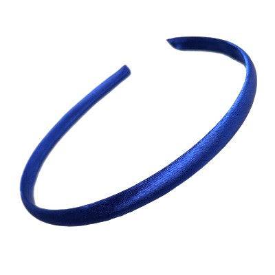 Royal Blue Satin Alice Headband - 1cm - Anilas UK