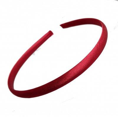 Burgundy Satin Alice Headband - 1cm - Anilas UK