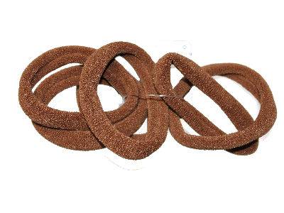 6 Mid Brown Jersey Endless Snag Free Hair Bobbles - Anilas UK