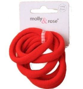 6 Red Jersey Endless Snag Free Hair Bobbles - Anilas UK
