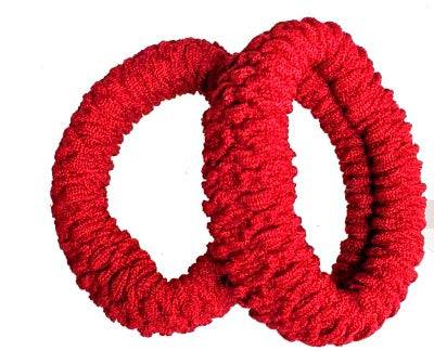 Large Red Knit Donut Endless Snag Free Hair Bobbles - Anilas UK