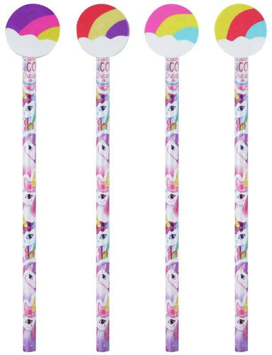 Set of 4 Unicorn Pencils with Eraser Top Rubber - Anilas UK