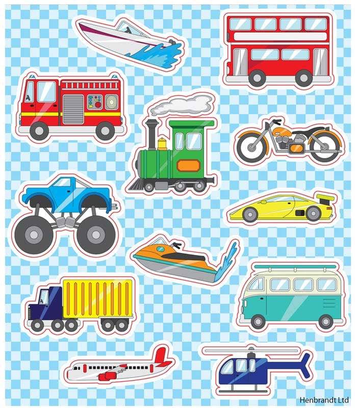 12 Vehicles Sticker Sheets - Anilas UK