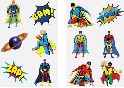 12 Superhero Theme Tattoo Sheets - Anilas UK