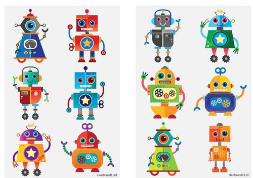 12 Robots Tattoo Sheets - Anilas UK