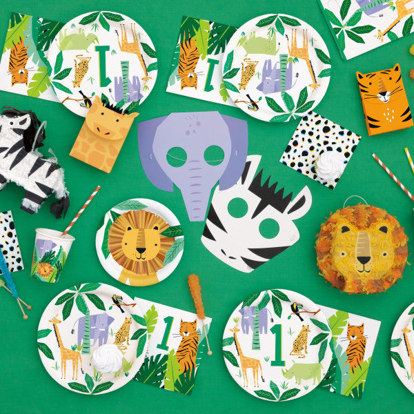 Animal Jungle Safari Birthday Round 9" Dinner Plates - 21.9cm (Pack of 8) - Anilas UK