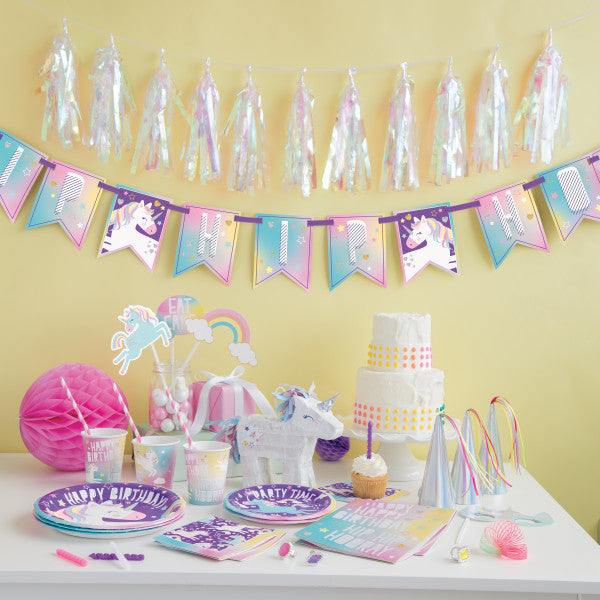 Unicorn Birthday Round 9" Dinner Plates - 21.9cm (Pack of 8) - Anilas UK
