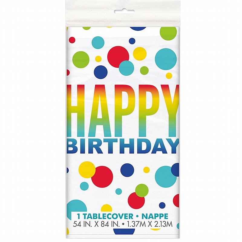Rainbow Spots Happy Birthday Table Cover - Anilas UK