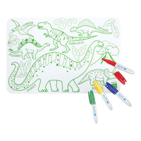 
              Super Petit - Mini Reversible Colouring Placemats With 4 Felt Pens - Dinosaur - Anilas UK
            