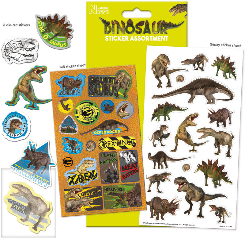 Natural History Museum Dinosaur Sticker Assortment - Anilas UK