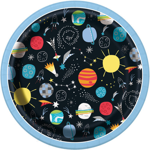 Outer Space Round Paper Plates - 17.8cm (Pack of 8) - Anilas UK