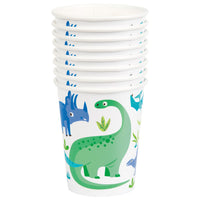 Blue & Green Dinosaur Birthday Party Cups (Pack of 8) - Anilas UK