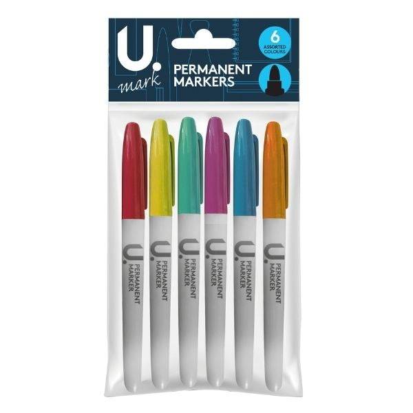 Permanent Markers Assorted Colours Pack of 6 - Anilas UK