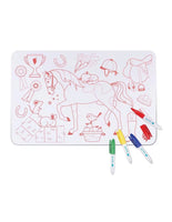 
              Super Petit - Mini Reversible Colouring Placemats With 4 Felt Pens - Pony - Anilas UK
            