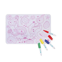 
              Super Petit - Mini Reversible Colouring Placemats With 4 Felt Pens - Mermaid - Anilas UK
            