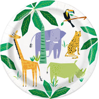 Animal Jungle Safari Birthday Round 9" Dinner Plates - 21.9cm (Pack of 8) - Anilas UK