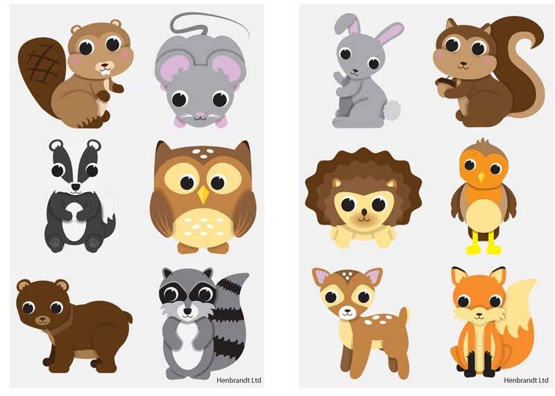 12 Woodland Animals  Tattoo Sheets - Anilas UK