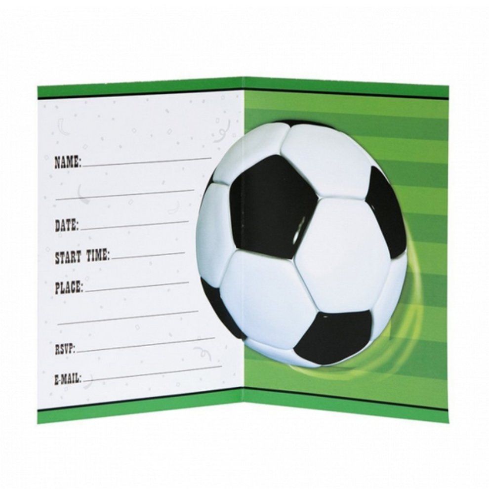 3D Football Invitations (Pack of 8) - Anilas UK